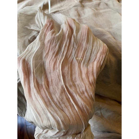 PSh2 25 DOLCE RAGAZZA Blouse top 100% SILK BLOUSE Tan with sequins   L - Picture 8 of 10